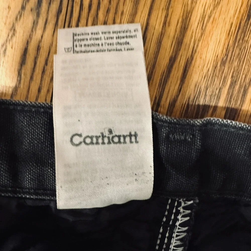 Vintage Carhartt Double Knee Pants Mens Size 36x36 Quilted Black B194 BLK